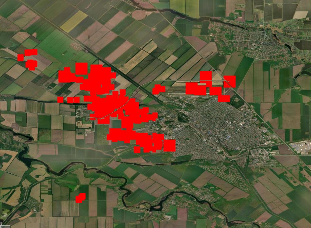 Depósito de municiones de Tikhoretsk. Fuente - NASA.