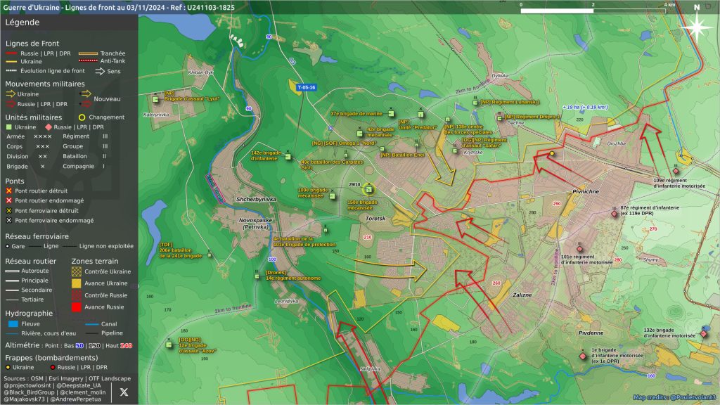 Situación en el sector de Toretsk a 4 de noviembre de 2024