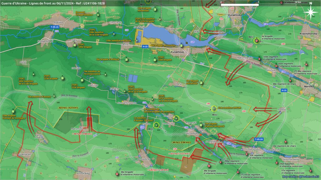 Situación en torno a Kurajove a 7 de noviembre de 2024. Fuente: @Pouletvolant3.