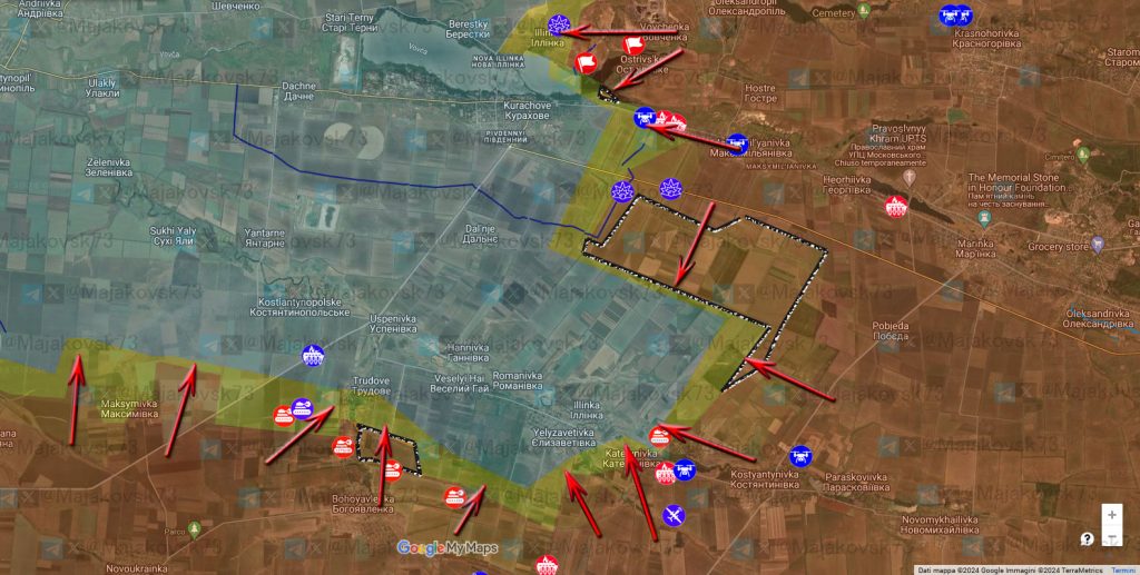 Situación en el frente de Kurajove a 9 de noviembre de 2024. Fuente