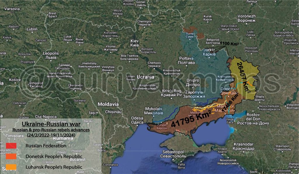 Mapa de situación en Ucrania a 19 de noviembre de 2024