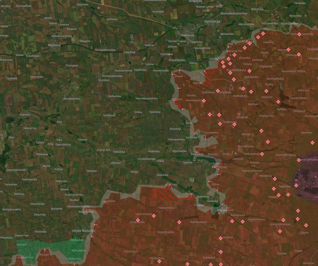 Situación en Pokrovsk-Kurajove y Velika-Novosilka a 3 de diciembre de 2024