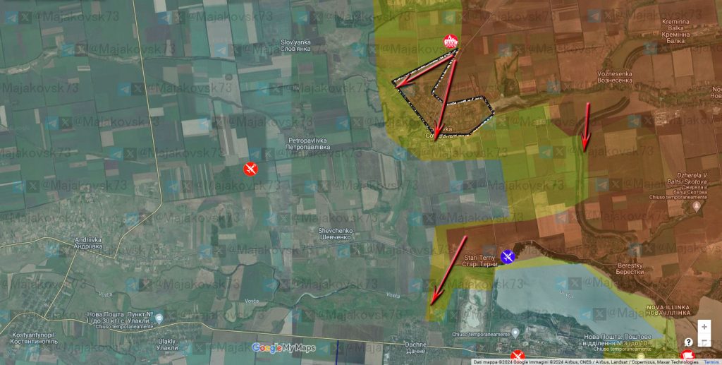 Avances rusos al norte del río Vovcha