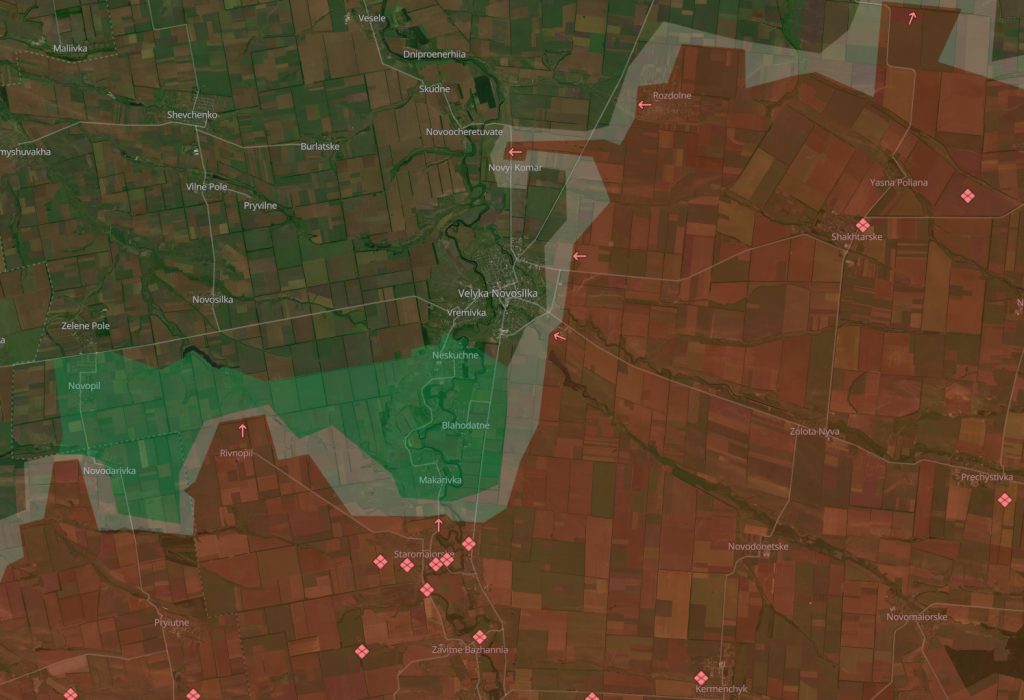 Situación en el sector de Velika Novosilka a 1 de diciembre de 2024