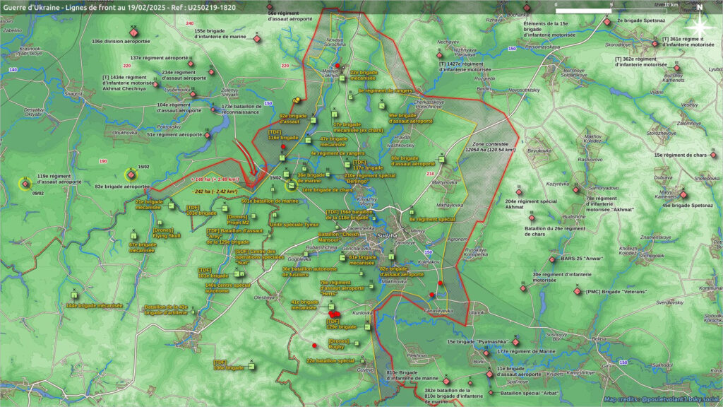 Situación en el sector de Kursk a 20 de febrero de 2025