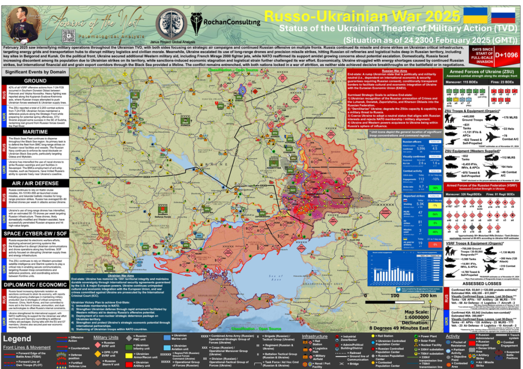 Mapa de situación en el frente a 24 de febrero de 2025